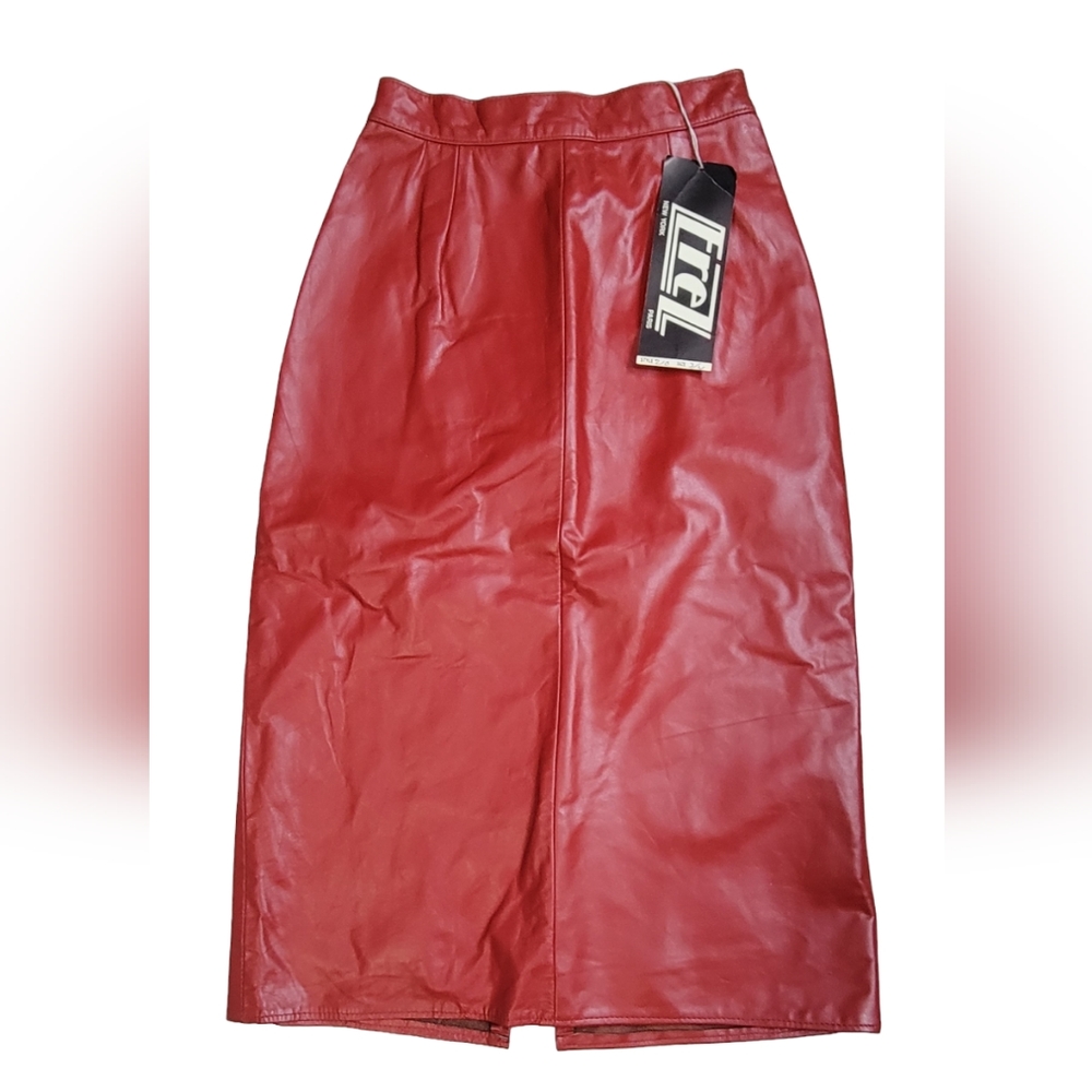 Vintage red leather skirt by Frez